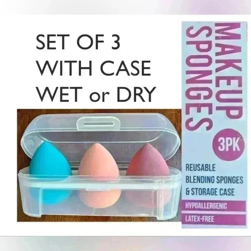 Set of 3 Cosmetic Blender Gift Set with Travel Case
